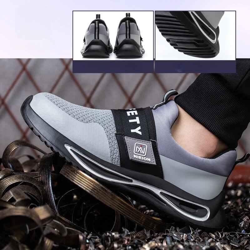 Sepatu keselamatan kerja Pria Wanita, Sneaker kasual anti tusukan, sepatu keselamatan kerja ringan bersirkulasi untuk pria dan wanita