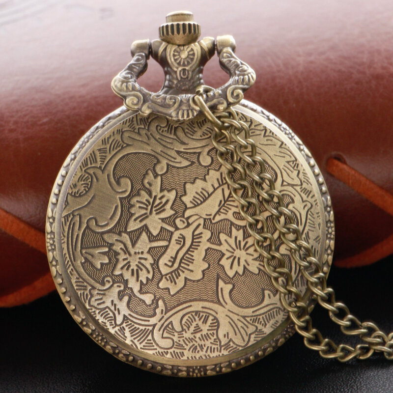 Reloj de bolsillo de cuarzo con mapa exquisito antiguo para hombres y niños, reloj Vintage de acero con cadena FOB, reloj de bronce, el mejor regalo