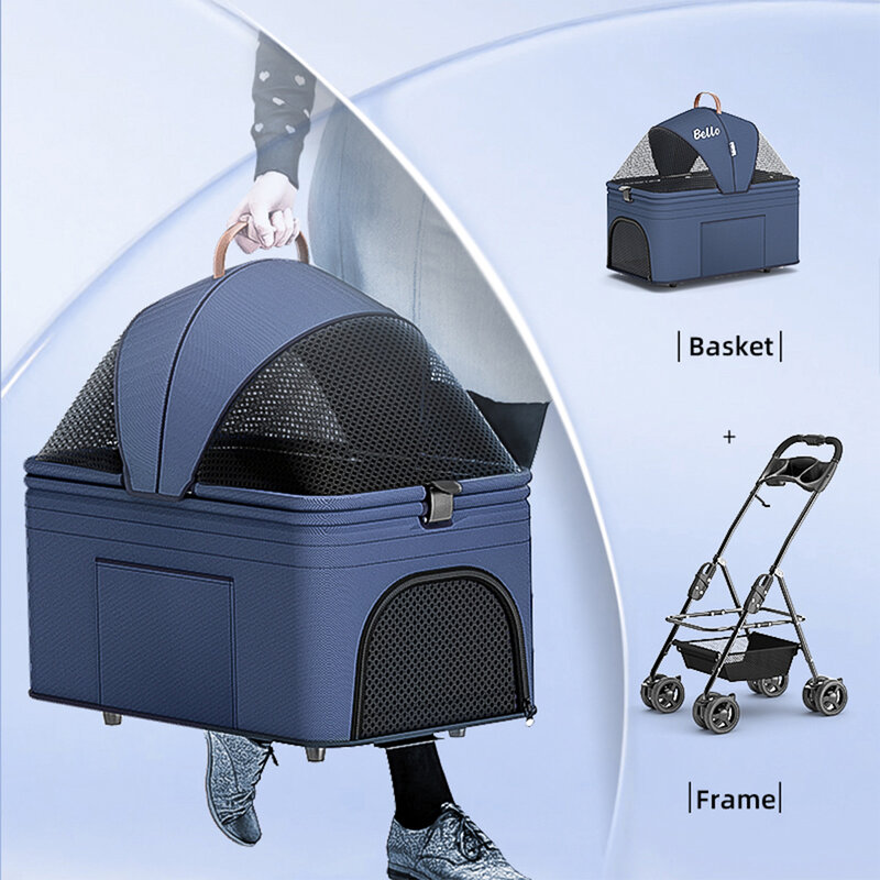 Легкая коляска для маленьких собак со съемной переноской, портативная складная коляска для домашних животных, для кошек и собак, для переноски 12 кг