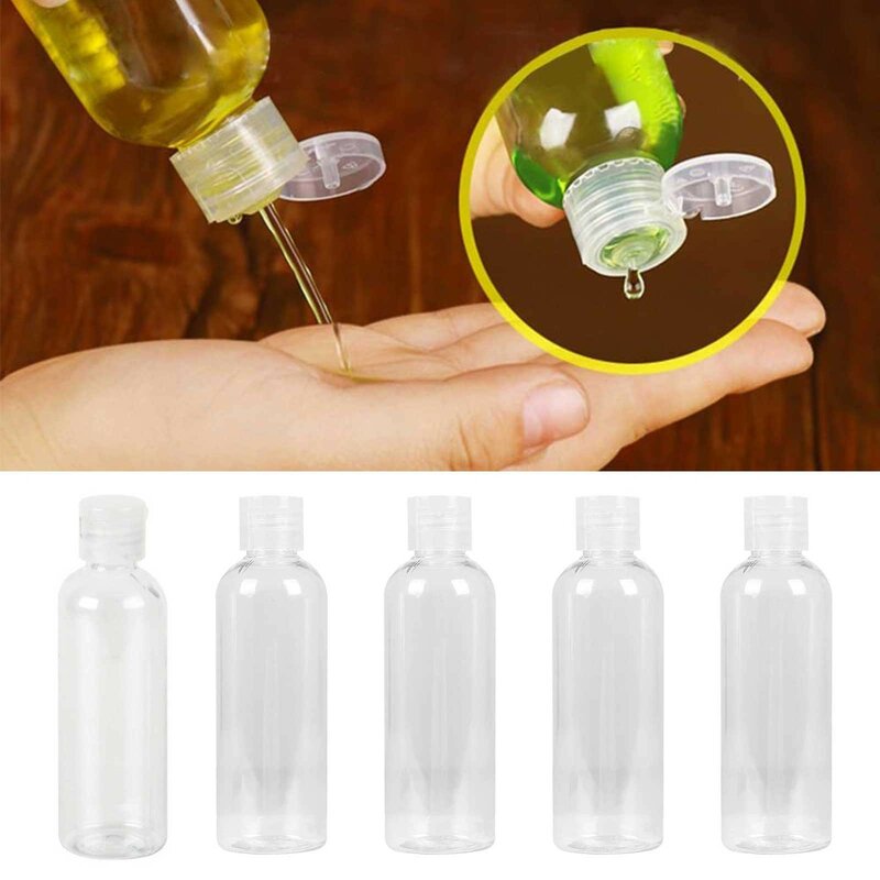 Botella transparente con pulverizador de 8 piezas, botella pequeña de plástico vacía, Kit de viaje de 100ML, líquido transparente para viaje