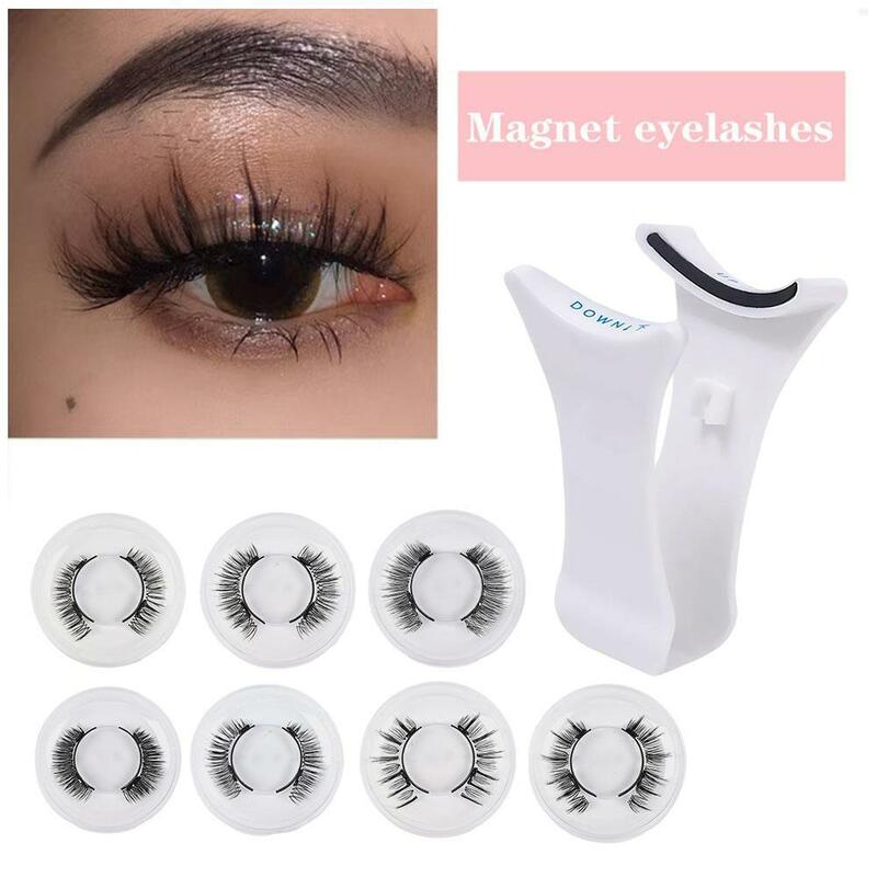 3D Natural Magnetic Eyelashes With 4 Magnetic Lashes False Portable Eyelashes Cosmetic Magnetic Reusable Tool