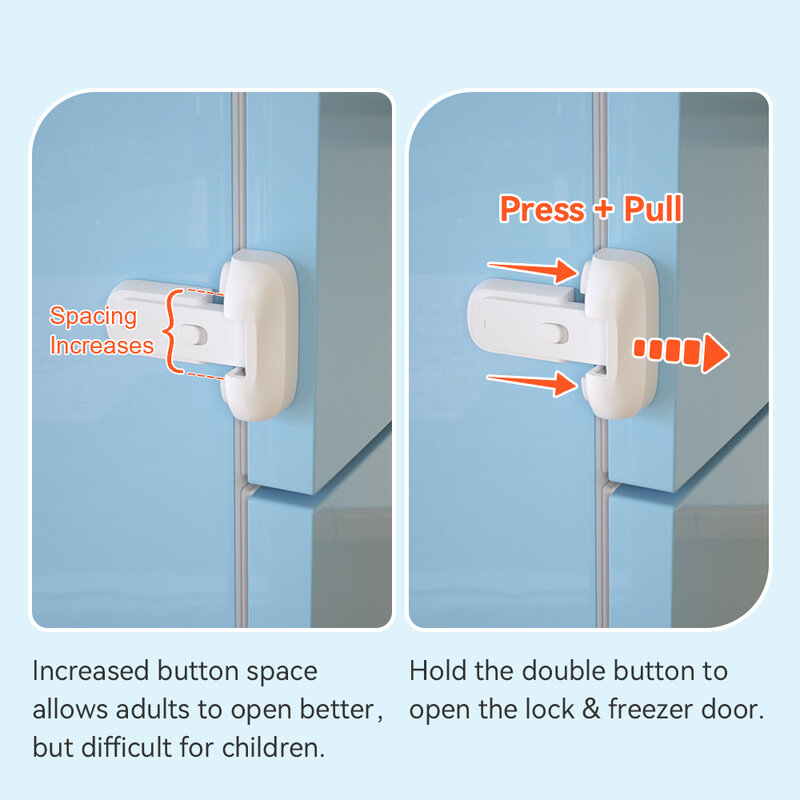 SAFELON 2 Buah Kunci Kulkas Keselamatan Bayi, Kunci Pintu Freezer Bukti Anak, Melindungi Lemari Es dengan Strip Penyegel Yang Rusak