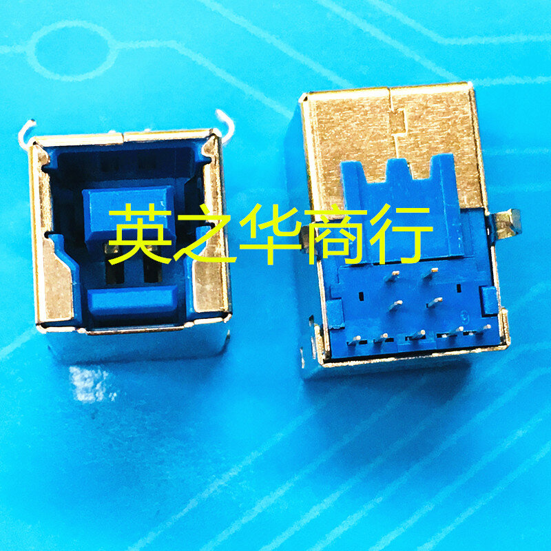 10 قطعة الأصلي جديد نوع B الإناث USB3.0 المقبس واجهة الطابعة 90 درجة عازمة قدم الغراء الأزرق مربع الفم طابعة الإناث ميناء