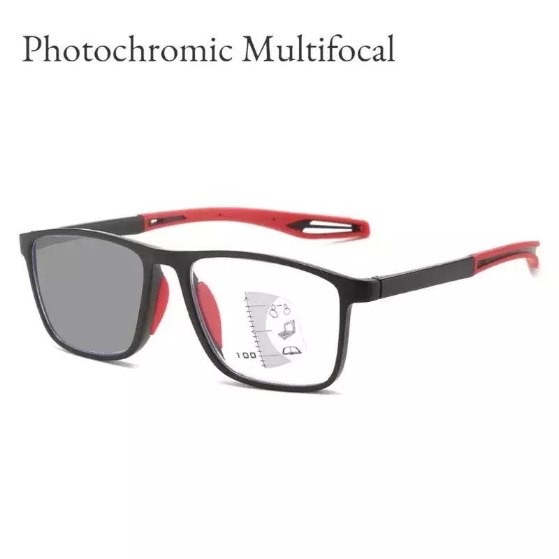 Lunettes de lecture photochromiques multifocales pour hommes et femmes, lunettes de sport anti-lumière bleue, lunettes progressives de près et de loin, TR90, nouveau