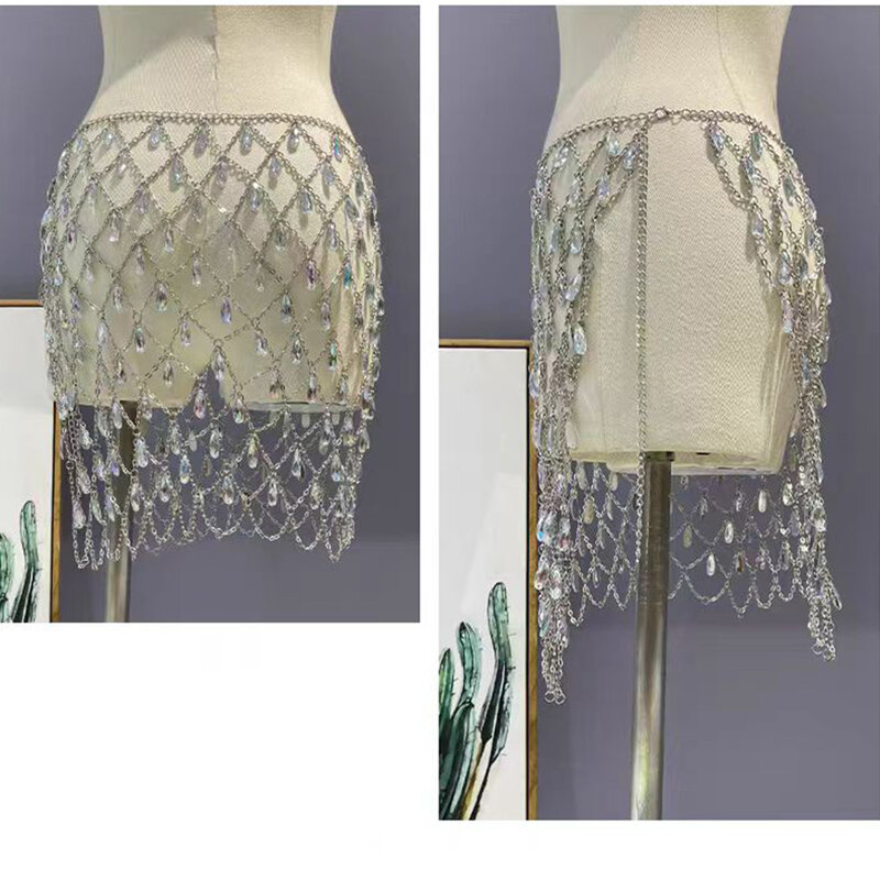 Falda colgante de cristal hecha a mano, moda
