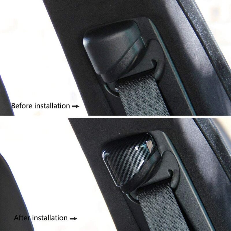 カーボンファイバーシート安全ベルトボタン、ドッジチャージャー用装飾カバートリム2011、クライスラー300 2015-2021、2個