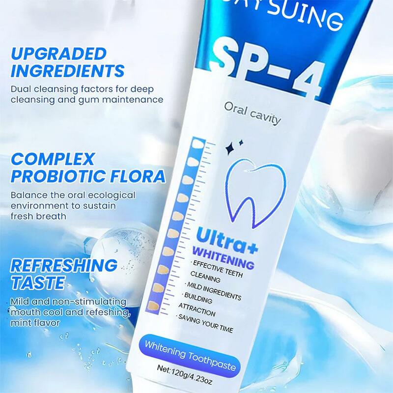Pasta de dientes blanqueadora probiótica Sp-4, pasta dental de tiburón, placa de respiración, cuidado bucal, previene, 120g