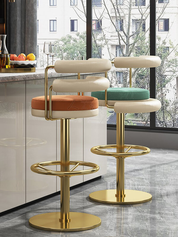 Nordische Luxus-Bar stühle, moderne Bar stühle aus Edelstahl, hohe Hocker, Cafés, drehbare Bar stühle, Möbel