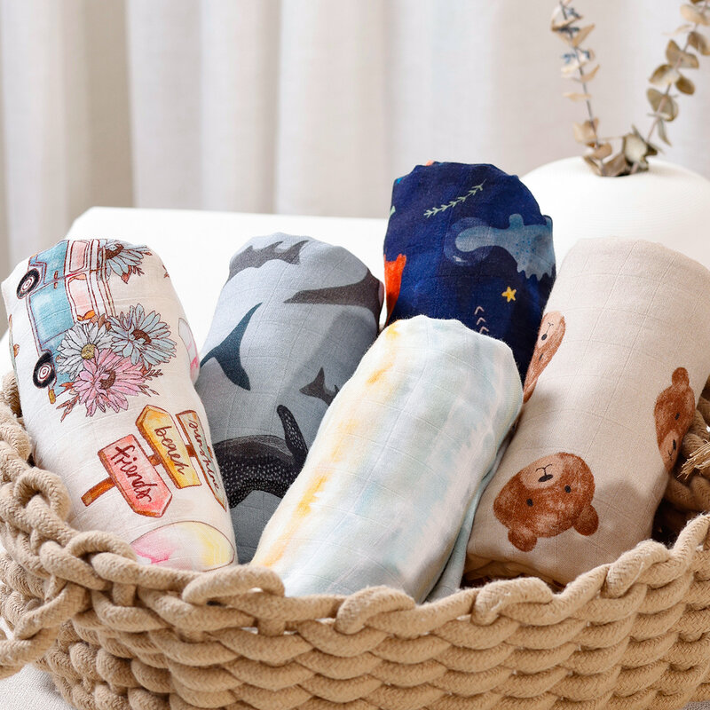 Kangobaby # My Soft Life # Premier Bamboo Cotton Baby mussola Swaddle coperta traspirante neonato Wrap asciugamano da bagno infantile 120x110cm