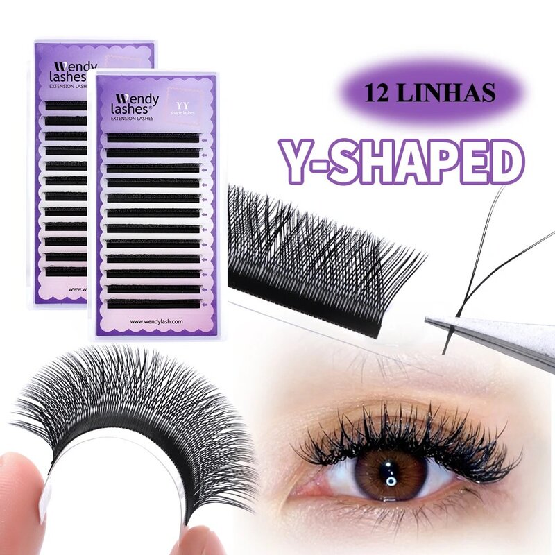 YY Shape Eyelash Extensions, Wendy Lashes, 2 Dicas, Brazilian Cilia Lash Extensions, Hand Woven, Premium Natural Eyelashes