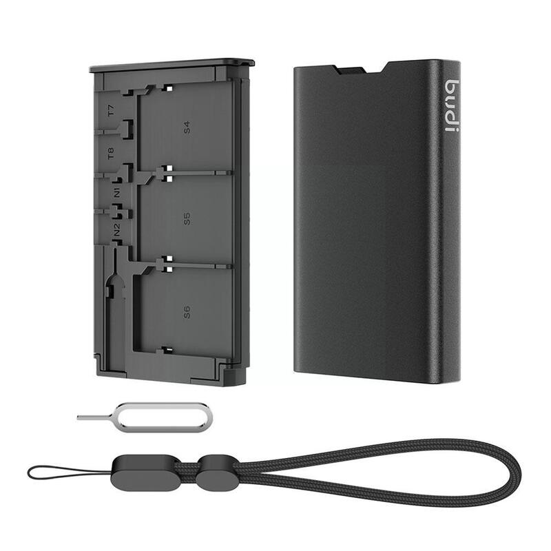 BUDI-Boîte de rangement multifonctions pour cartes SD et Micro SD, boîtier en aluminium, 1 broche, carte mémoire portable 17, X6nings