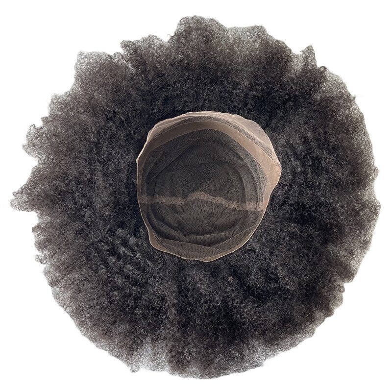 Brasilia nische jungfräuliche Echthaar Ersatz # 1b natürliche schwarze 8mm Welle 32x34cm volle Spitze mit Pu Perimeter Perücke für schwarze Männer