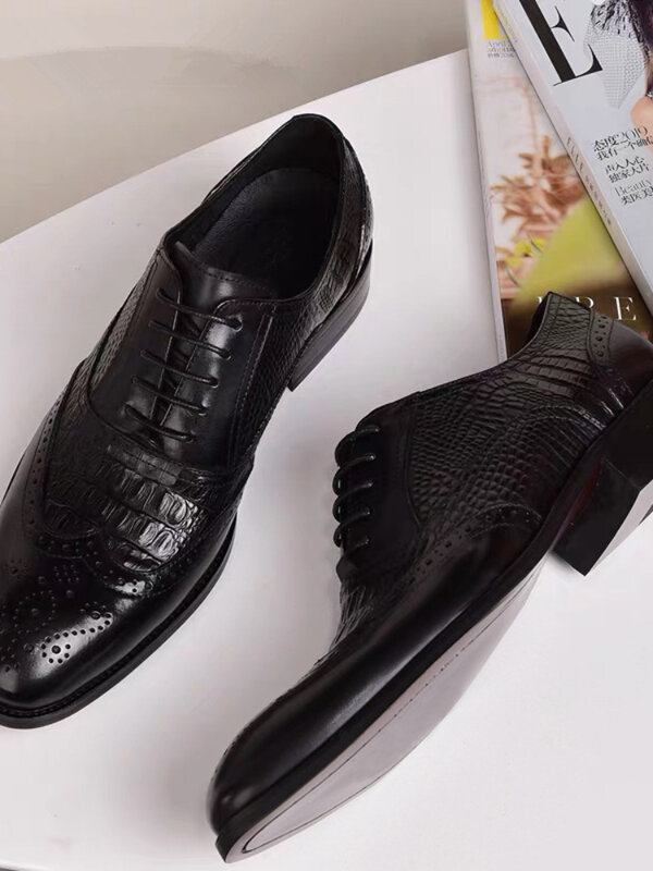 الرجال حذاء كاجوال بروك أكسفورد ريترو جلد التمساح الرجال الرسمي الربيع والخريف 2022 جديد ل