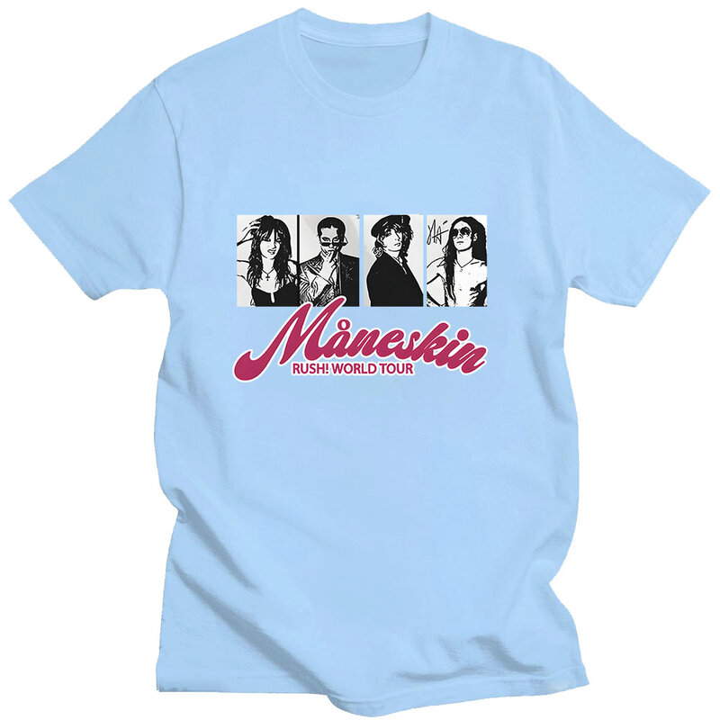 Maneskin-Camiseta con estampado de dibujos animados para hombre y mujer, camisa de Manga corta de 100% algodón, estilo Retro, informal, Unisex