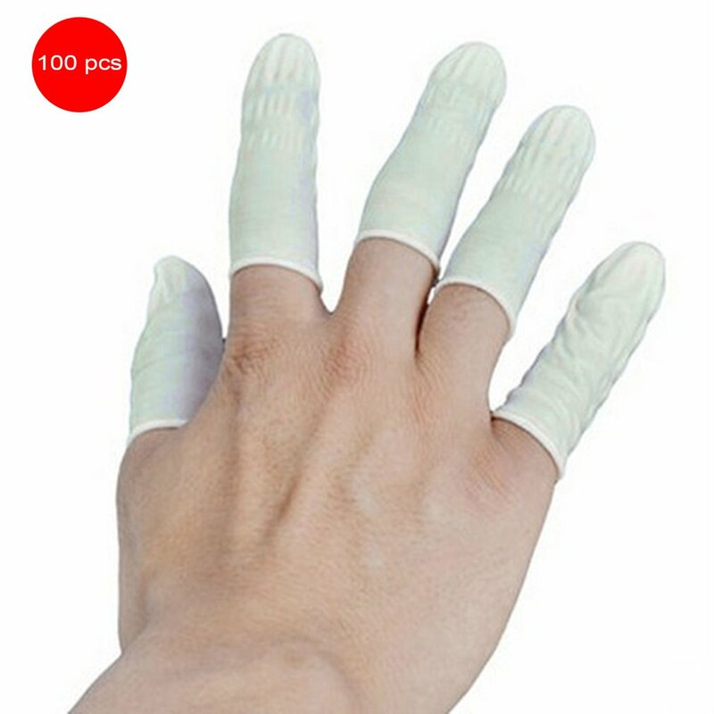 100PCS Durable Natural Latex Anti-Static Waterproof Finger Cots Practical Disposable Makeup Eyebrow Extension Gloves Tools