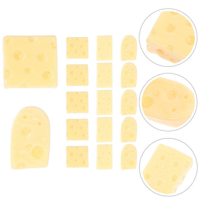 60 Pcs Simulated Mini Cheese Models Dessert Delicate Artificial Resin Charm for Phone Case Realistic Food Simulation Lifelike