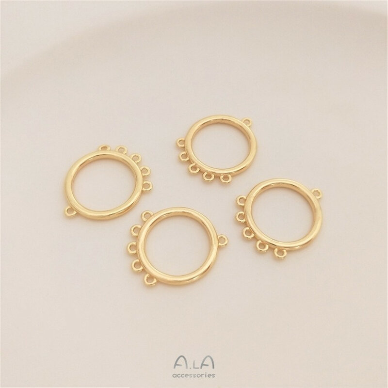 Handmade Jewelry DIY Accessories 14K Gold Wrapped Circular Skirt Fan-shaped Five Hanging Tassel Connector Earring Material K099