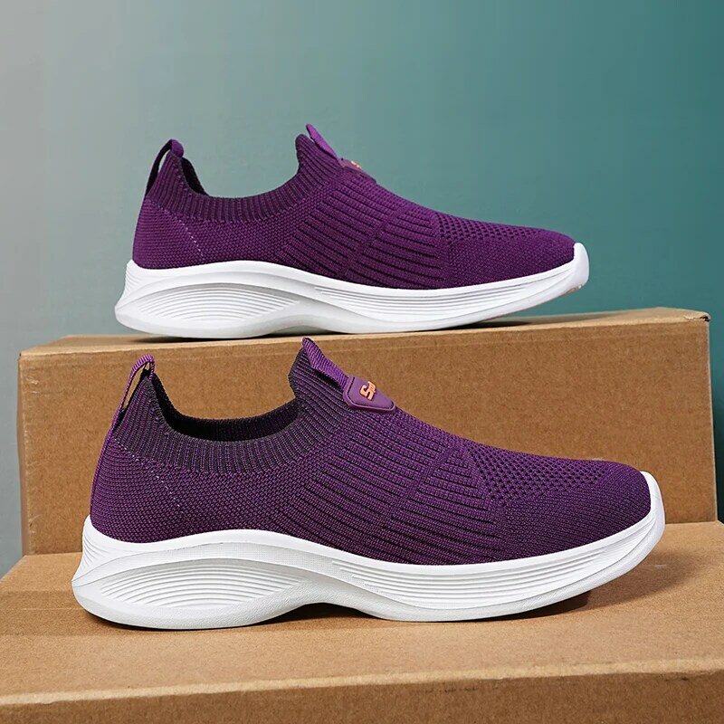 Outdoor Breathable Running Shoes Summer Women Men Sneakers for Hiking Travel Elderly shoes Mesh slip on Plus Size 36-48