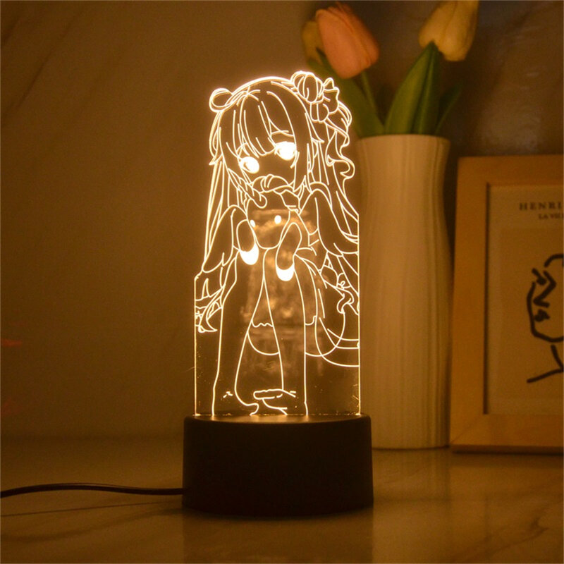Anime Peripheral 3D Night Light 3/7/16 Colors Cartoon Girls Nightlight for Girls E-sports Game Atmosphere Light Birthday Gift
