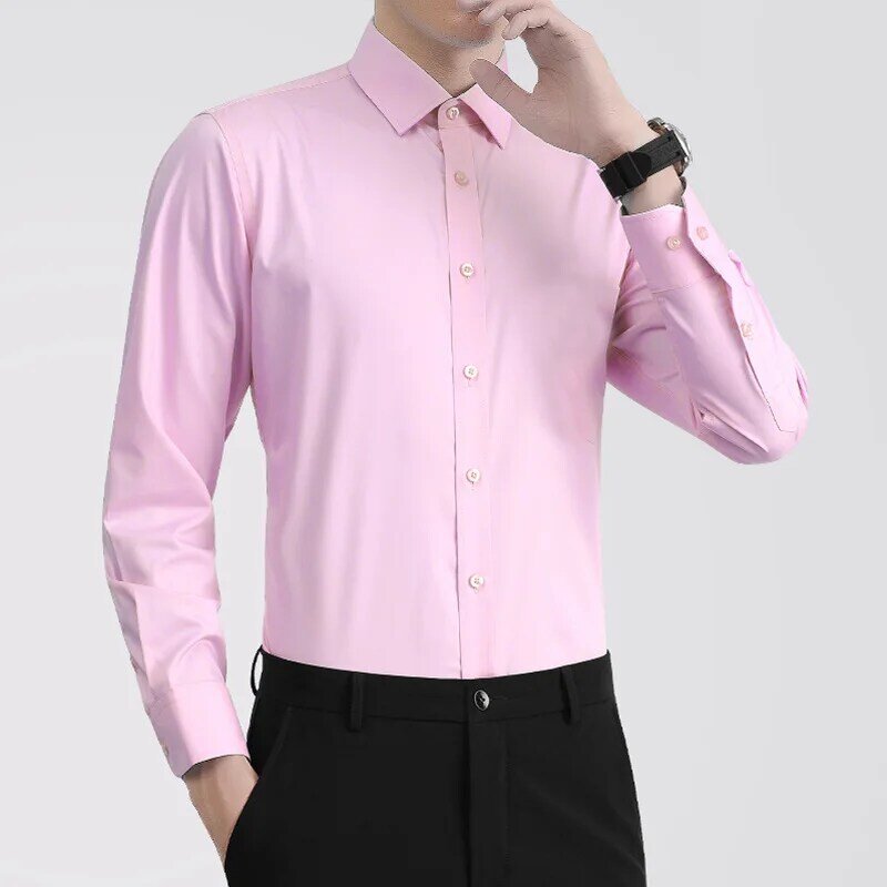 Camisa masculina de manga comprida slim fit, roupa profissional de trabalho formal, branca, 2 pares