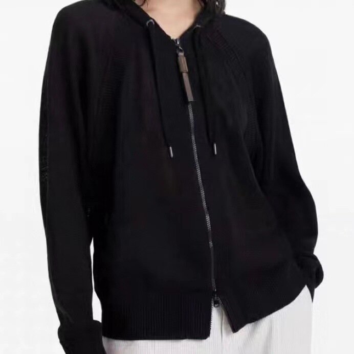 여성용 용수철 지퍼 플라이 단색 코트, 루즈 캐주얼 긴 소매 후드 재킷, 2024 신상