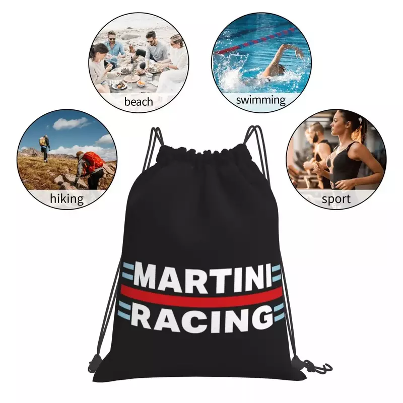 Plecaki wyścigowe Martini modne przenośne torby ze sznurkiem sznurkiem kieszonkowa torba sportowa torby na książki do szkoły podróży