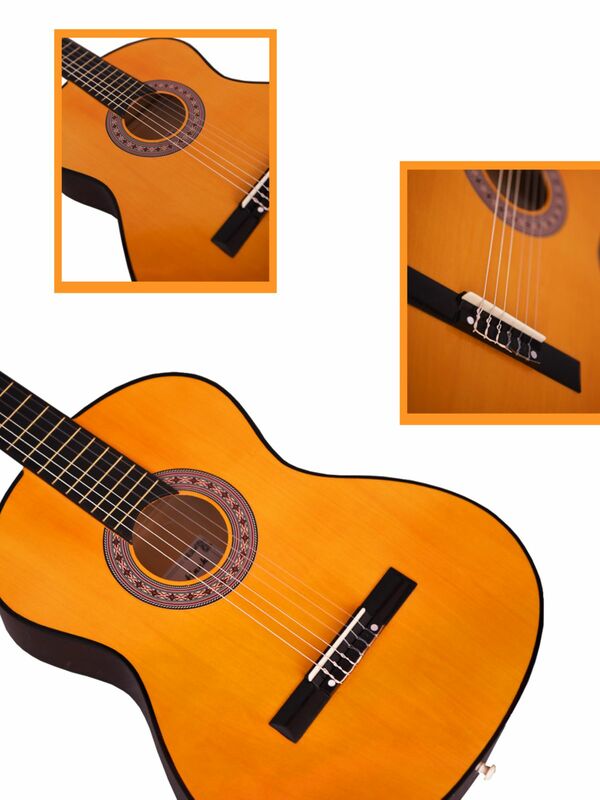 Rosepinzón-Guitarra clásica de 30/39 pulgadas para niños, accesorios con cuerdas Capo, sintonizador de púas, cuerda de nailon, entrega rápida