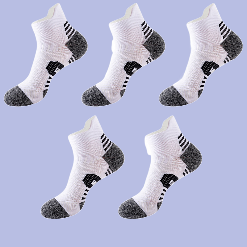 Chaussettes de sport absorbant la sueur pour hommes, chaussettes de basket-ball dépistolet antes, chaussettes basses, chaussettes de cyclisme, chaussettes de randonnée en plein air, 5 paires