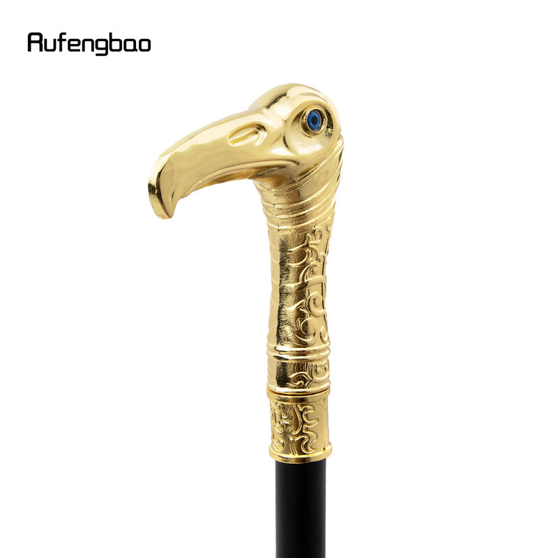 Golden Eagle Head Luxury Single Joint Walking Stick with Hidden Plate Self Defense Cane Plate Cosplay Crosier Stick 93cm