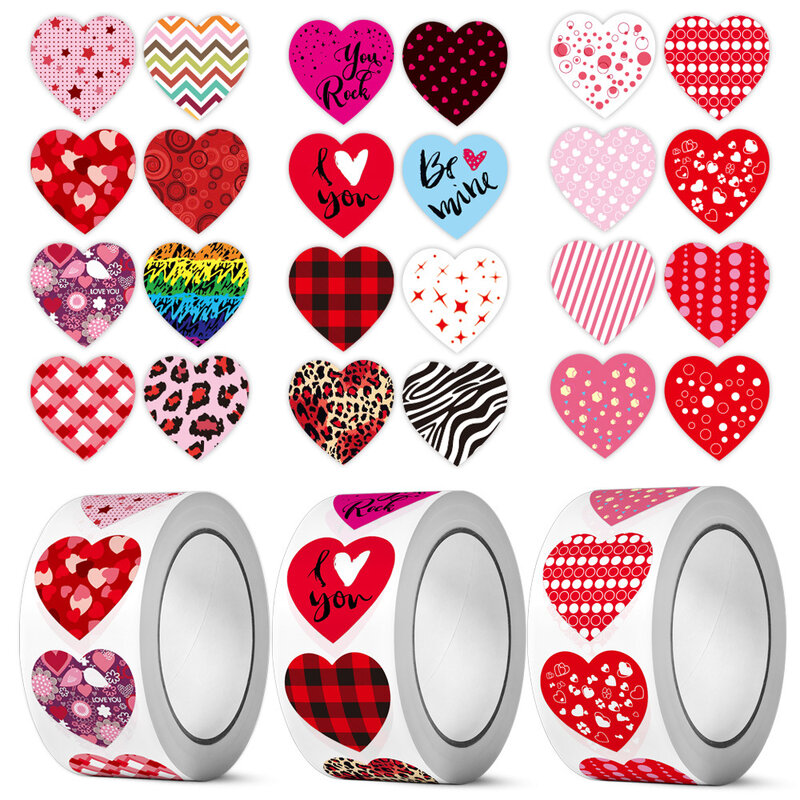 Pegatina colorida en forma de corazón para el Día de San Valentín, sello de embalaje para regalo de cumpleaños, etiqueta decorativa para invitación de fiesta de boda, 500 piezas