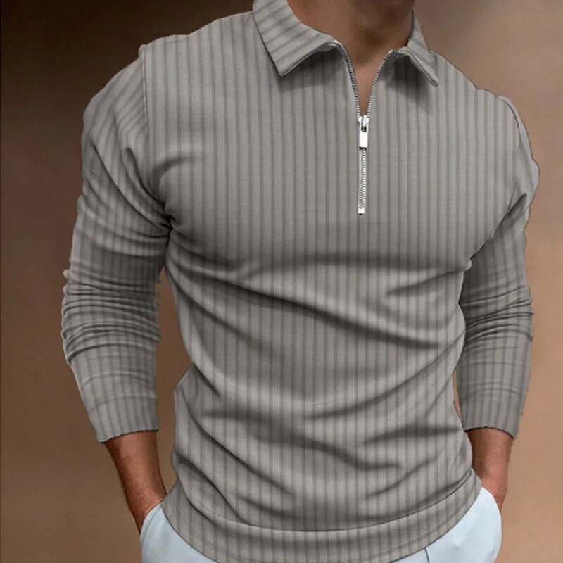 Kaos lengan panjang pria Fashion baru kaos kasual 3D musim panas Lapel populer Pria Baju pria kaos Polo harian