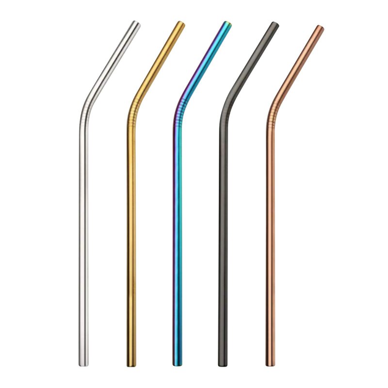 1Pc Reusable Drinking Straw Metal Straws 304 Stainless Steel Straws Set with Brush Bar Cocktail Straw for Glasses Drinkware
