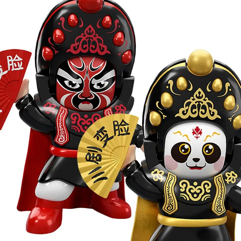 2Pcs Opera Face Makeup Face Changing Doll Chinese Art Portable Crafts Traditional for Holiday Souvenirs Spring Festival Birthday
