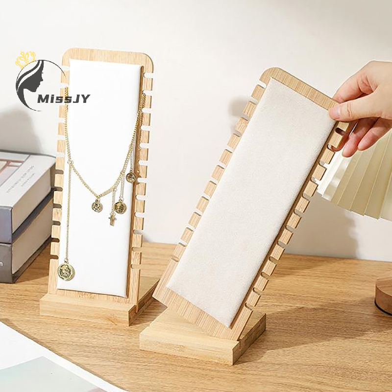 Einfache Massivholz Schmuck Halskette Display Stand halter Anhänger lange Kette Organizer Halter Requisiten Halskette Display Board