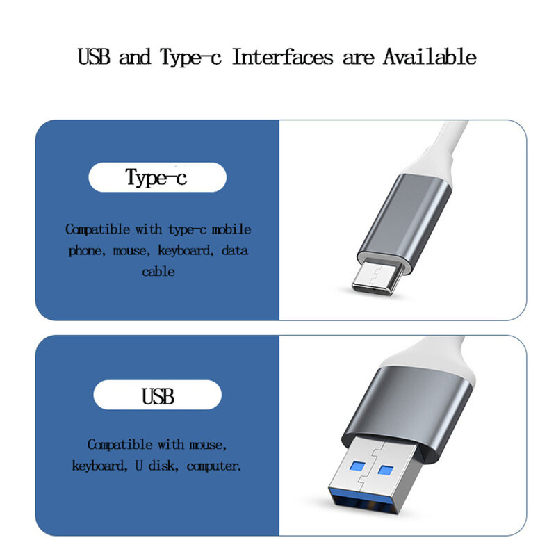 Alta Velocidade Tipo C Divisor para PC, USB 3.0 Hub, USB 3.0, USB 2.0, 5Gbps, Multi-Port, Acessórios de Computador