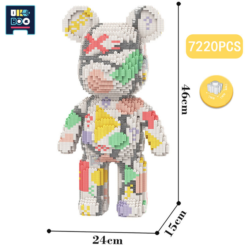 7220 Buah Setengah Anatomi Beruang Nano Blok Bangunan Warna Kartun dengan Model Laci Kreatif Berlian Mikro Bricks Mainan untuk Anak-anak