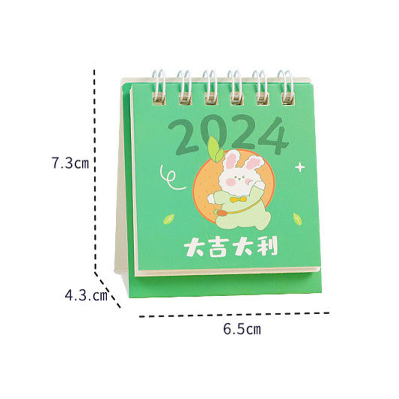 Cute Little Fresh Desk Calendar, Mini Desktop Planner, Coil Notepad, Livro, Escritório, Material Escolar, 2024