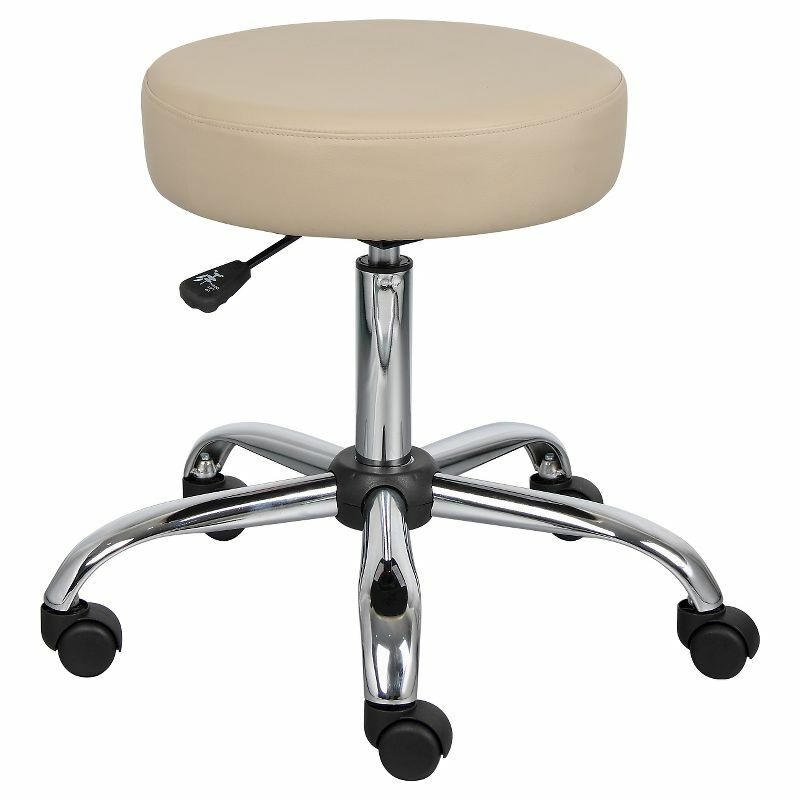 Beige Medical Stool with Adjustable Height for Healthcare Settings