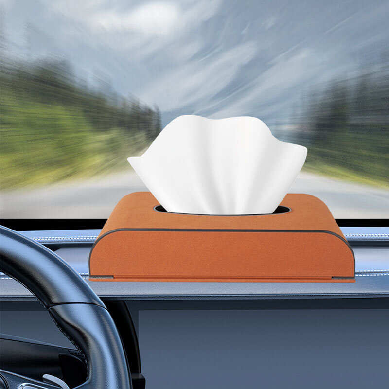 Caja de pañuelos de piel abatible para coche, soporte de consola central Interior, almacenamiento portátil, creativo, para Honda y Toyota