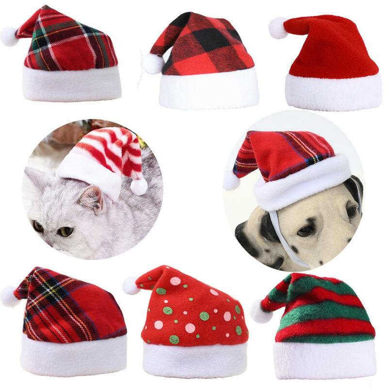 Dog Hat Pet Striped Christmas Hat Multicolor Cat Dog Dress Up Headwear Pet Dogs Caps For Xmas Party Decoration