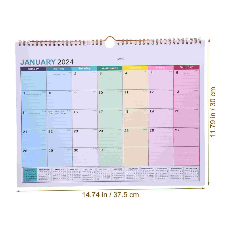 Calendario de pared en inglés, calendario colgante mensual para el hogar, escritorio grande, Oficina mensual para el hogar, horario de oficina, planificación del año de papel