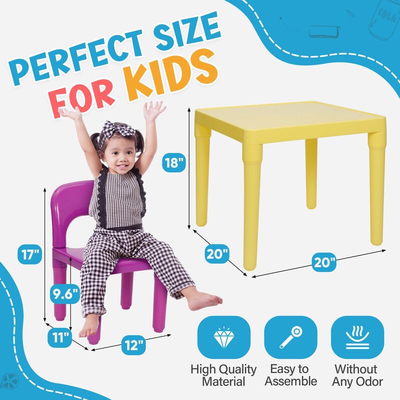 Mesa y 4 sillas para niños, juguetes de fiesta para niños pequeños, muebles de actividades divertidas, Juego