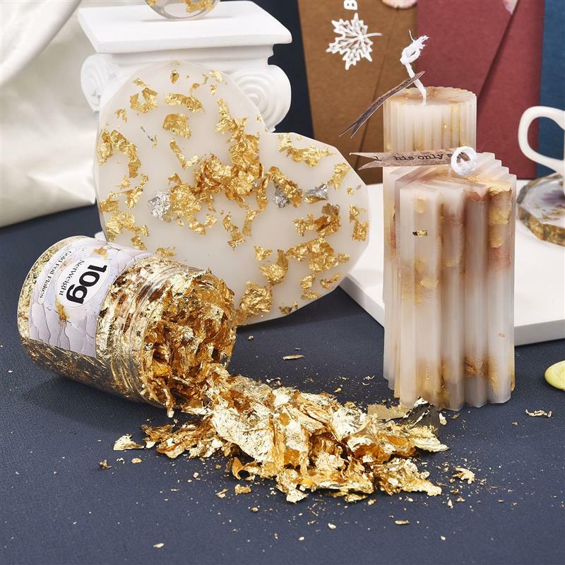 Imitação de ouro Sliver Copper Foil lantejoulas, Glitter Craft, folha folha de floco, brilhante Foil Paper for Gilding, DIY Nail Art Decoração