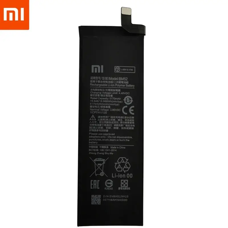 2024 anni nuova batteria originale BM52 per batterie Xiaomi Mi Note 10 Lite / Mi Note 10 Pro / CC9pro CC9 Pro 5260mAh