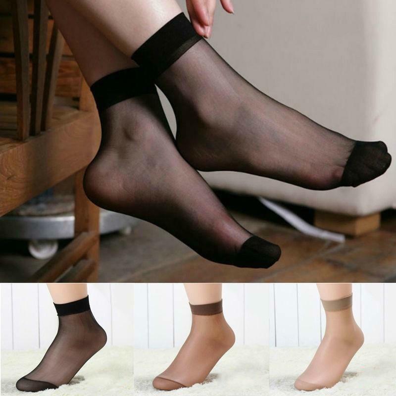 10Pairs Sexy Ultra-thin Elastic Silky Short Silk Stockings Women Girls Ankle Socks Summer Transparent Crystal Invisible Socks