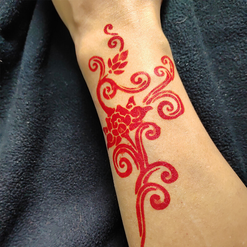 Henna Tattoo Hanna Pastes Hand Painted Tattoo Golecha Henna Cherry Red Tattoo Painting Cream Waterproof Realistic Personality