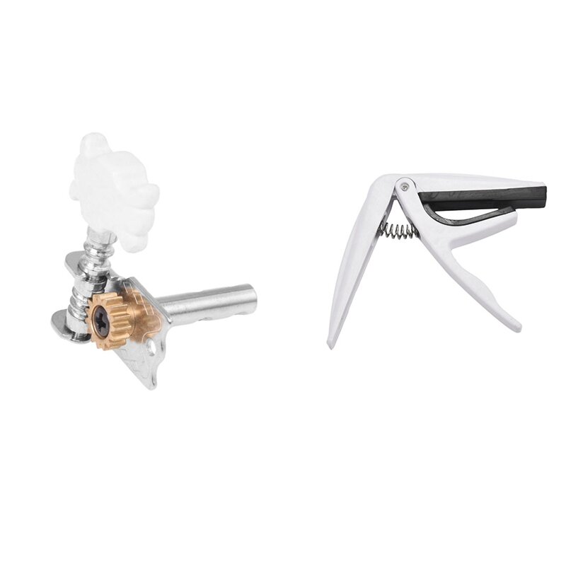 Sleutel Mechanica Tuning Peg Voor Gitaar Akoestische Elektrische & Quick Change Trigger Capo Key Clamp 02 White