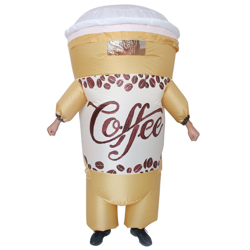 Kostum tiup cangkir kopi seram lucu, kostum Cosplay pesta Halloween gelas kopi