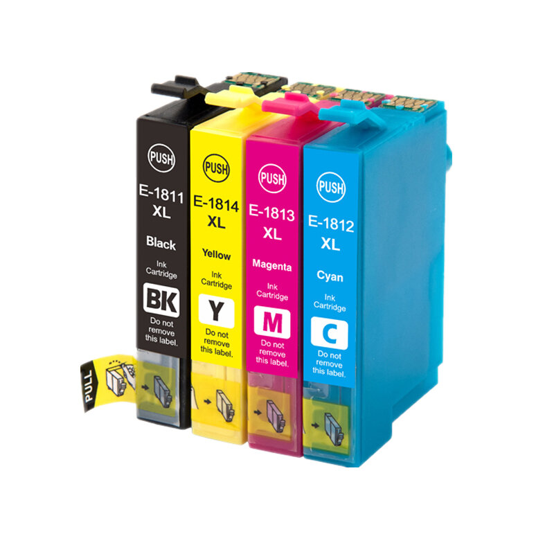 Cartucho de tinta compatível para impressora Epson, 18XL, T1811-T1814, XP205, XP305, XP322, XP315, XP212, XP402, XP30, XP225, XP325, XP422