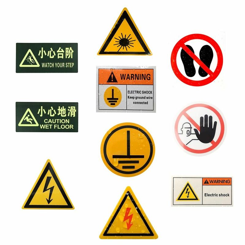 Nightlight Sticker Warning Signs New 10 Styles Waterproof Alarm Sticker Safety Labels Outdoor Signs